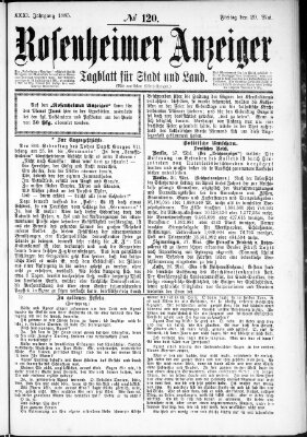 Rosenheimer Anzeiger Freitag 29. Mai 1885