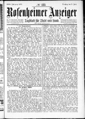 Rosenheimer Anzeiger Dienstag 2. Juni 1885