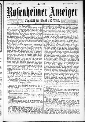 Rosenheimer Anzeiger Freitag 12. Juni 1885