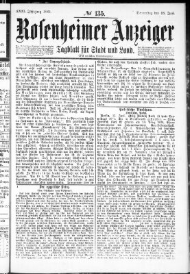 Rosenheimer Anzeiger Donnerstag 18. Juni 1885