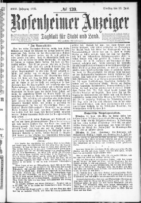 Rosenheimer Anzeiger Dienstag 23. Juni 1885