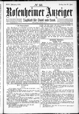 Rosenheimer Anzeiger Freitag 26. Juni 1885