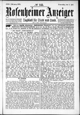 Rosenheimer Anzeiger Donnerstag 2. Juli 1885