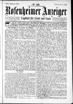 Rosenheimer Anzeiger Sonntag 5. Juli 1885