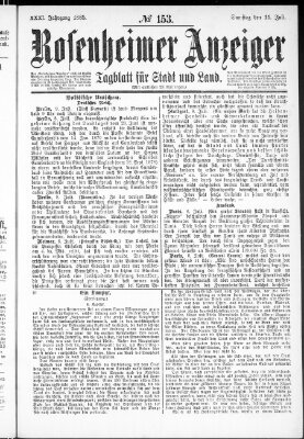 Rosenheimer Anzeiger Samstag 11. Juli 1885