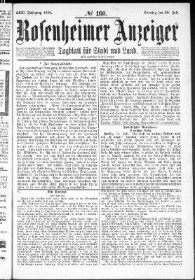 Rosenheimer Anzeiger Sonntag 19. Juli 1885