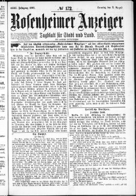 Rosenheimer Anzeiger Sonntag 2. August 1885