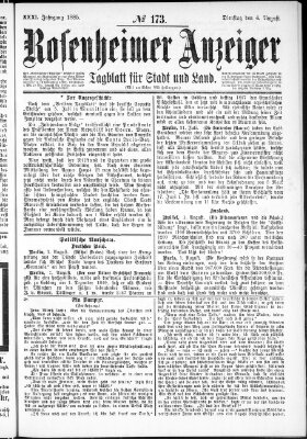 Rosenheimer Anzeiger Dienstag 4. August 1885