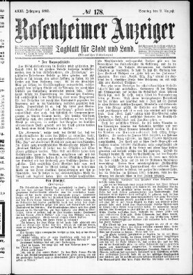 Rosenheimer Anzeiger Sonntag 9. August 1885