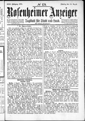 Rosenheimer Anzeiger Dienstag 11. August 1885