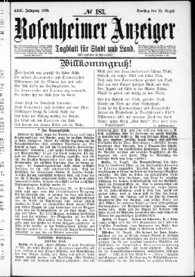 Rosenheimer Anzeiger Samstag 15. August 1885