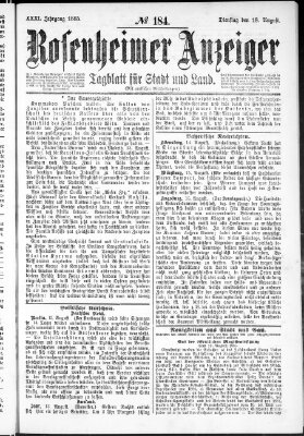 Rosenheimer Anzeiger Dienstag 18. August 1885