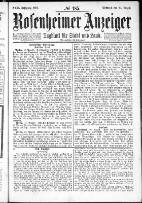 Rosenheimer Anzeiger Mittwoch 19. August 1885