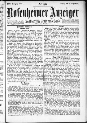 Rosenheimer Anzeiger Samstag 1. August 1885