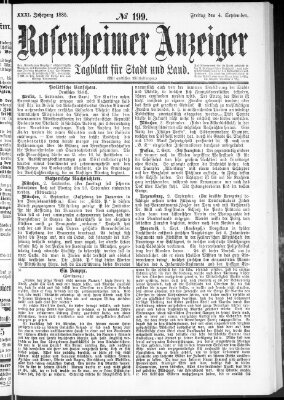 Rosenheimer Anzeiger Freitag 4. September 1885