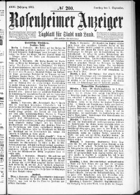 Rosenheimer Anzeiger Samstag 5. September 1885