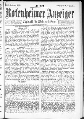 Rosenheimer Anzeiger Dienstag 8. September 1885