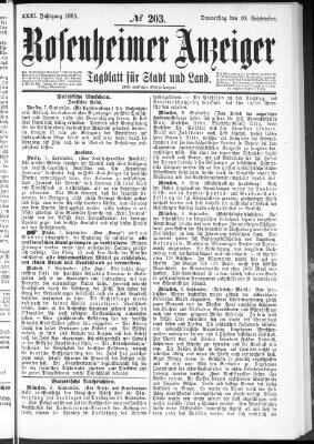 Rosenheimer Anzeiger Donnerstag 10. September 1885