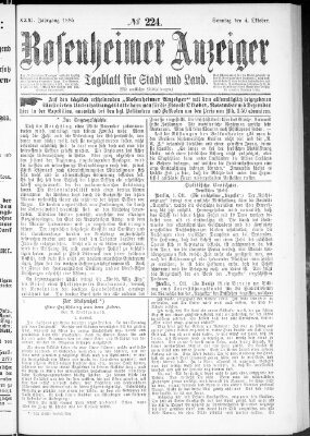 Rosenheimer Anzeiger Sonntag 4. Oktober 1885