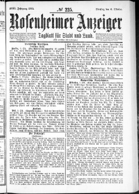 Rosenheimer Anzeiger Dienstag 6. Oktober 1885