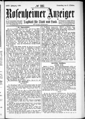 Rosenheimer Anzeiger Donnerstag 8. Oktober 1885