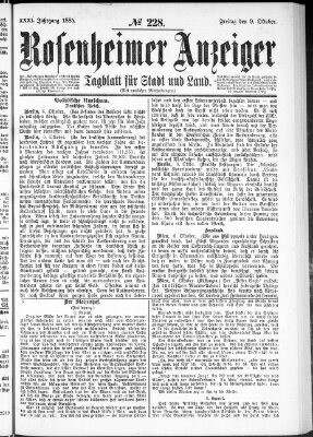 Rosenheimer Anzeiger Freitag 9. Oktober 1885