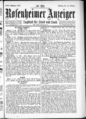 Rosenheimer Anzeiger Dienstag 13. Oktober 1885