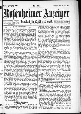 Rosenheimer Anzeiger Dienstag 20. Oktober 1885