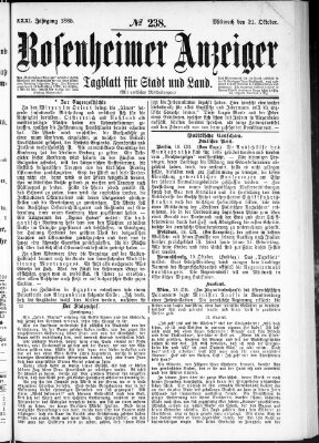 Rosenheimer Anzeiger Mittwoch 21. Oktober 1885