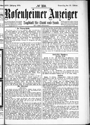 Rosenheimer Anzeiger Donnerstag 22. Oktober 1885