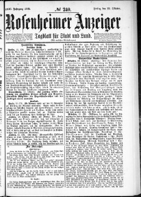 Rosenheimer Anzeiger Freitag 23. Oktober 1885