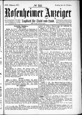 Rosenheimer Anzeiger Samstag 24. Oktober 1885