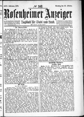 Rosenheimer Anzeiger Sonntag 25. Oktober 1885