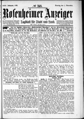 Rosenheimer Anzeiger Sonntag 1. November 1885