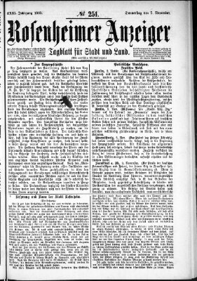 Rosenheimer Anzeiger Donnerstag 5. November 1885