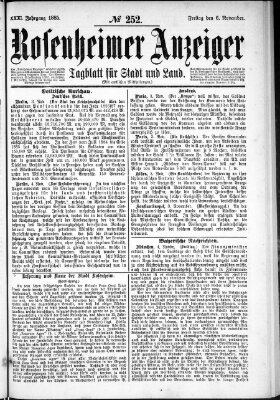 Rosenheimer Anzeiger Freitag 6. November 1885