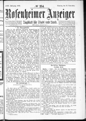 Rosenheimer Anzeiger Sonntag 8. November 1885