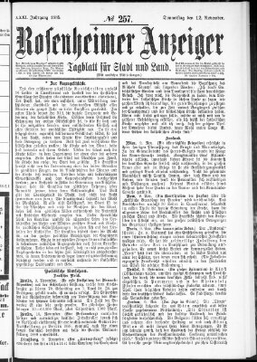 Rosenheimer Anzeiger Donnerstag 12. November 1885