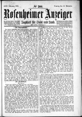 Rosenheimer Anzeiger Sonntag 15. November 1885