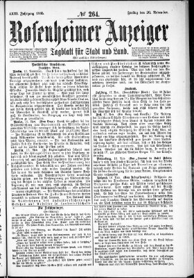 Rosenheimer Anzeiger Freitag 20. November 1885