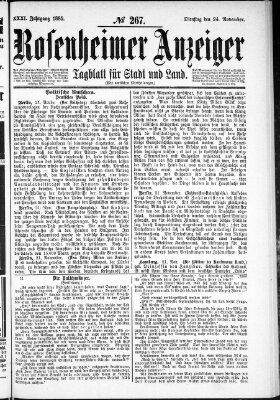 Rosenheimer Anzeiger Dienstag 24. November 1885