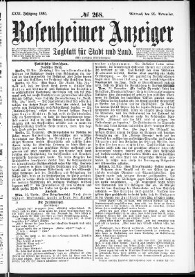 Rosenheimer Anzeiger Mittwoch 25. November 1885