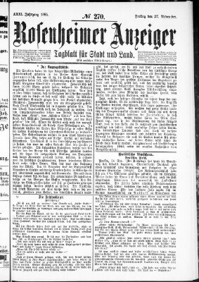 Rosenheimer Anzeiger Freitag 27. November 1885