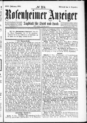 Rosenheimer Anzeiger Mittwoch 2. Dezember 1885