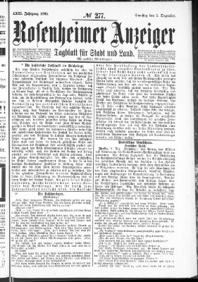 Rosenheimer Anzeiger Samstag 5. Dezember 1885