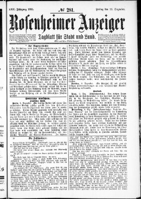 Rosenheimer Anzeiger Freitag 11. Dezember 1885