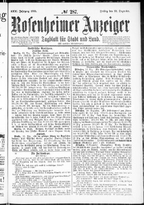 Rosenheimer Anzeiger Freitag 18. Dezember 1885