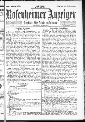 Rosenheimer Anzeiger Samstag 19. Dezember 1885