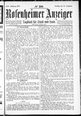 Rosenheimer Anzeiger Dienstag 22. Dezember 1885