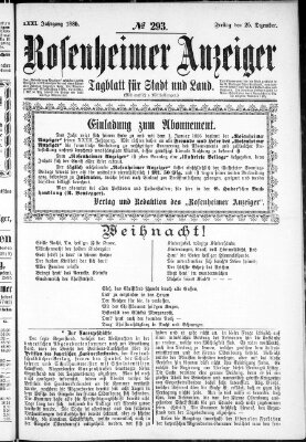 Rosenheimer Anzeiger Freitag 25. Dezember 1885